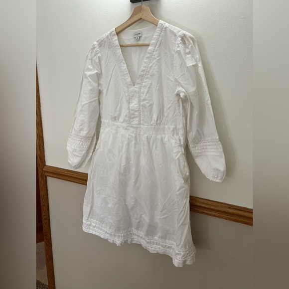 EUC J Crew White Lace 3/4 Sleeve Dress Size Medium - Picture 4 of 9